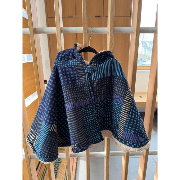 Japanese Boutique Sherpa Lined Patchwork Cape Poncho One Size - Picture 4 of 9